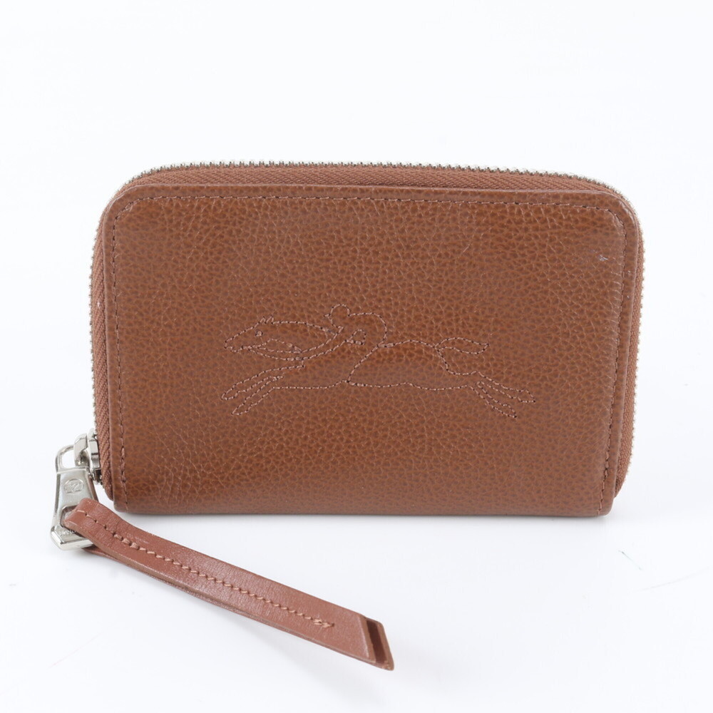 Longchamp Leather Wallet/Coin Purse, Round Zipper Wallet, Business Card Holde...